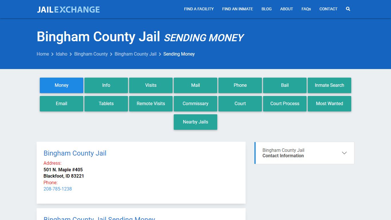 Send Money to Inmate - Bingham County Jail, ID - Jail Exchange