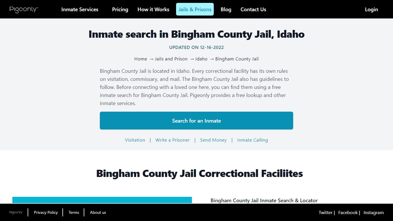 Inmate Search Bingham County Jail, Idaho | Pigeonly
